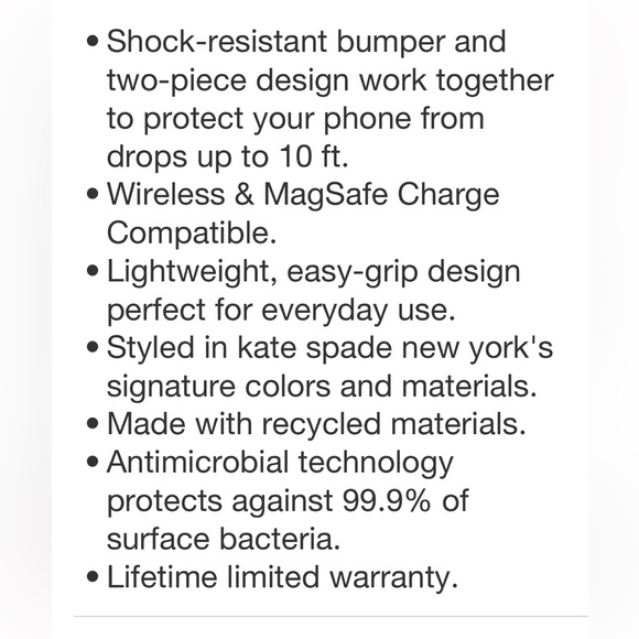 KATE SPADE NWT iPhone 14 Pro Max protective case w/ mag safe -clear/black - Picture 5 of 7